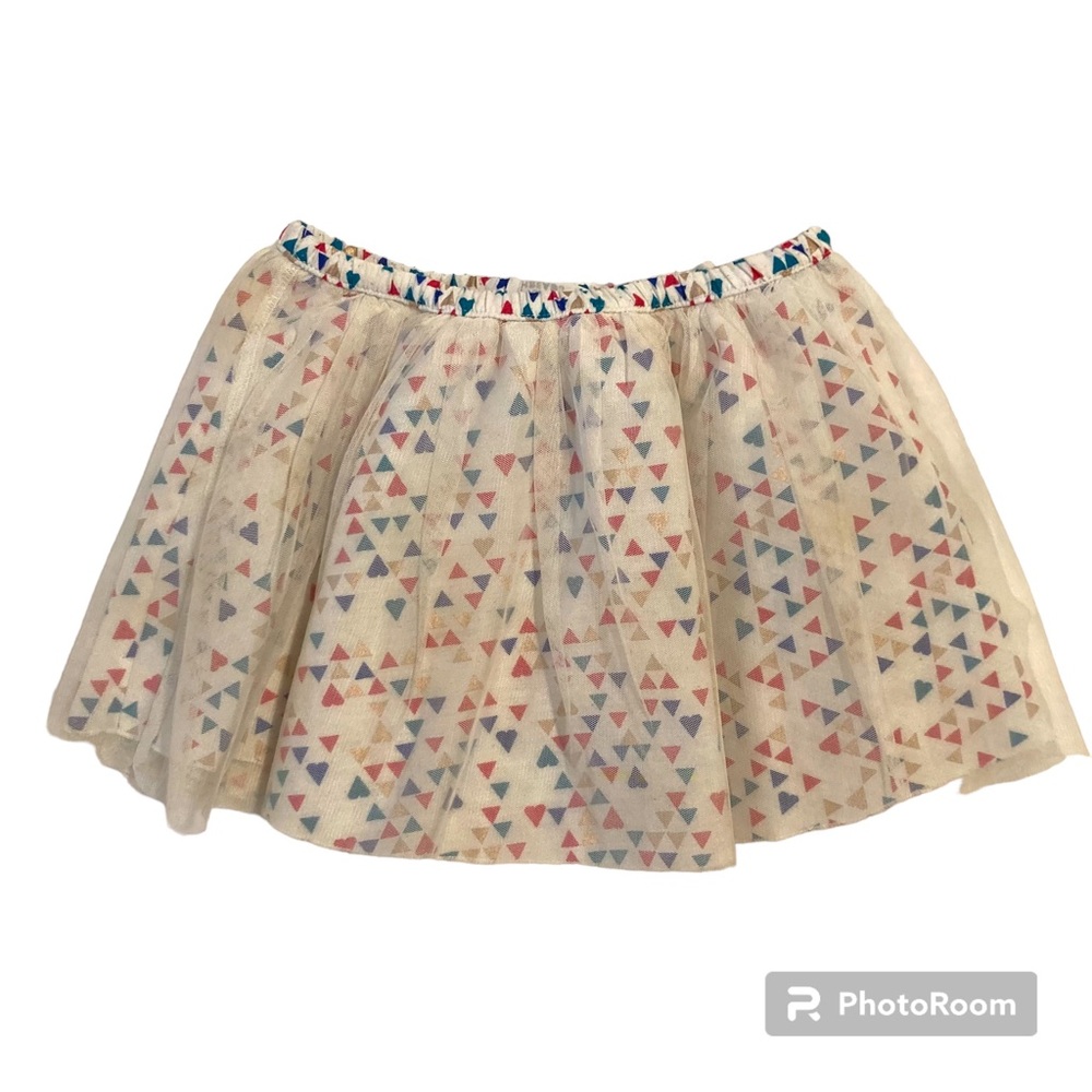 Epic Threads Tulle Tutu Skirt, all over triangles & hearts prints, Size 6 Girls